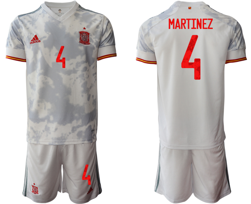 Men 2021 European Cup Spain away white #4 Soccer Jersey